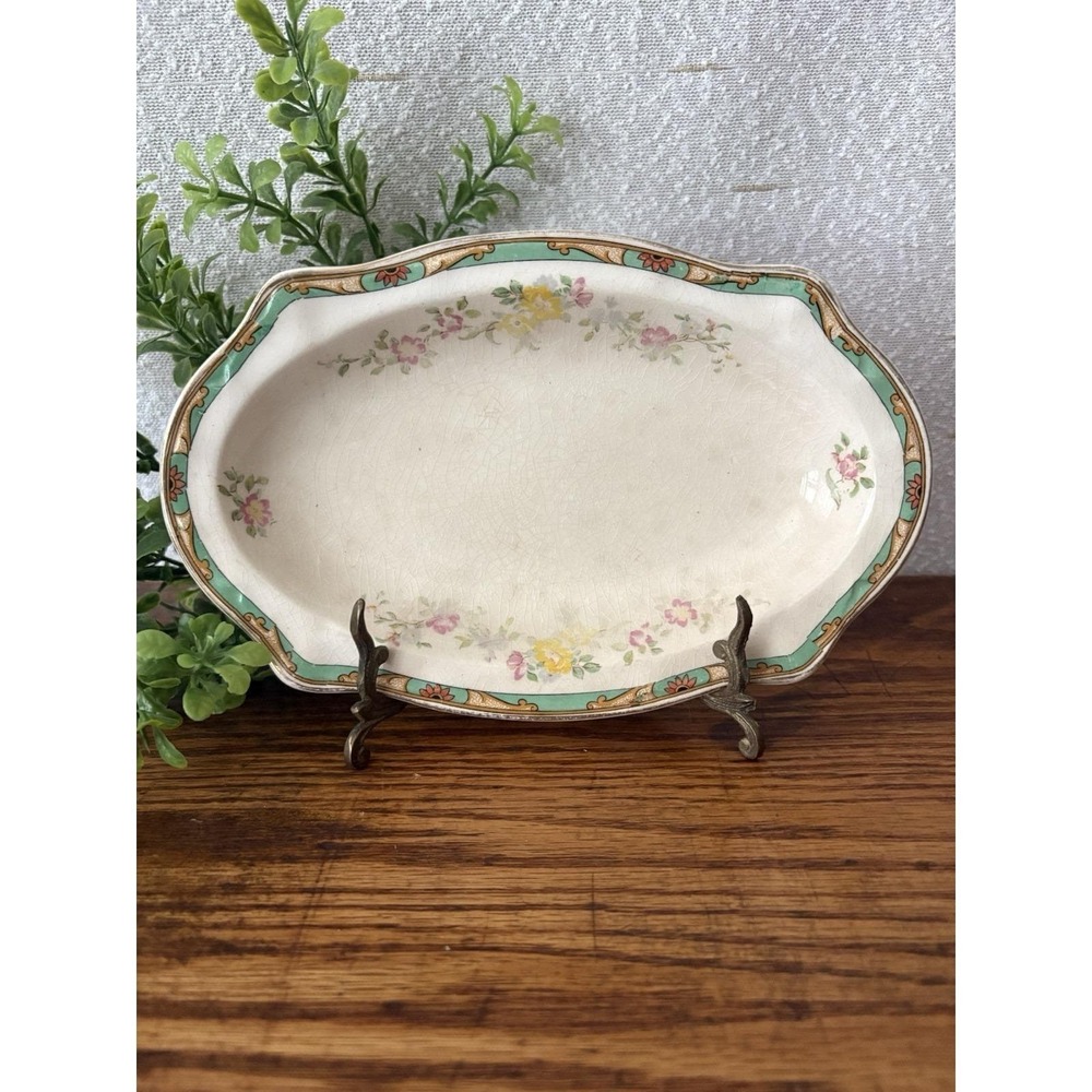 Antique Johnson Bros Pareek England Floral Oval Side Dish Server 8"x5"